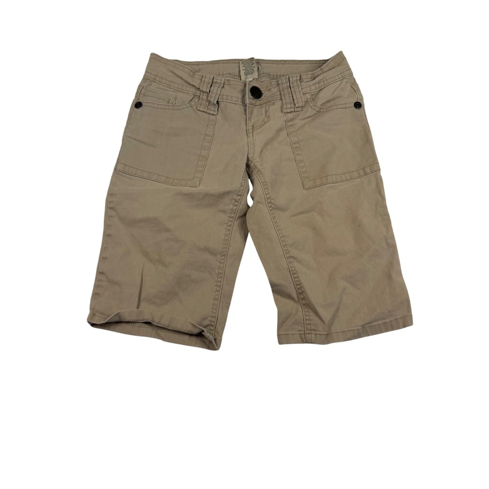 Zana Di Jeans Womens Khaki Bermuda Shorts Tan Size 0 Ramie Cotton Stretch Y2K